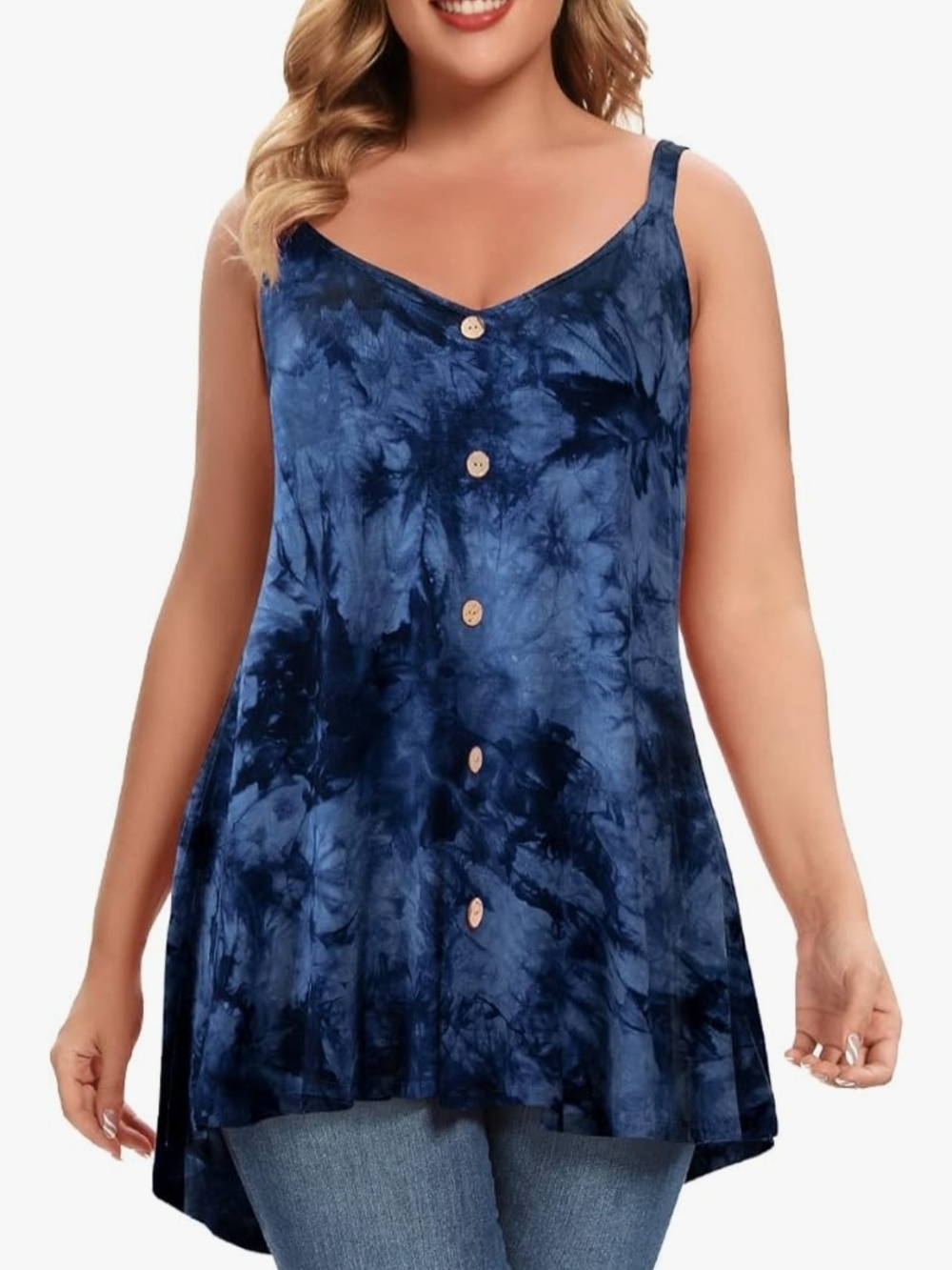 Nwot 1x MONNURO Plus Size Camisole V Neck Button Cami Tank Tops Women's Sleevele